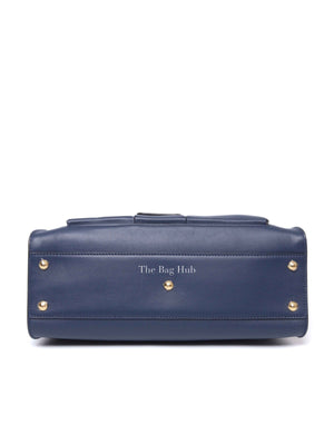 Fendi Blueberry Seta Shiny Nappa Peekaboo 3 Pocket Iconic Medium Satchel Bag
