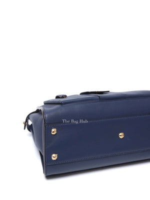 Fendi Blueberry Seta Shiny Nappa Peekaboo 3 Pocket Iconic Medium Satchel Bag