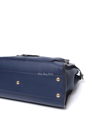 Fendi Blueberry Seta Shiny Nappa Peekaboo 3 Pocket Iconic Medium Satchel Bag