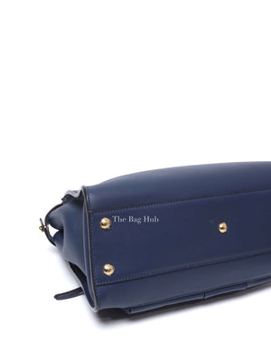 Fendi Blueberry Seta Shiny Nappa Peekaboo 3 Pocket Iconic Medium Satchel Bag