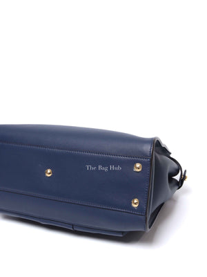 Fendi Blueberry Seta Shiny Nappa Peekaboo 3 Pocket Iconic Medium Satchel Bag