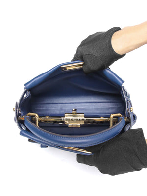 Fendi Blueberry Seta Shiny Nappa Peekaboo 3 Pocket Iconic Medium Satchel Bag