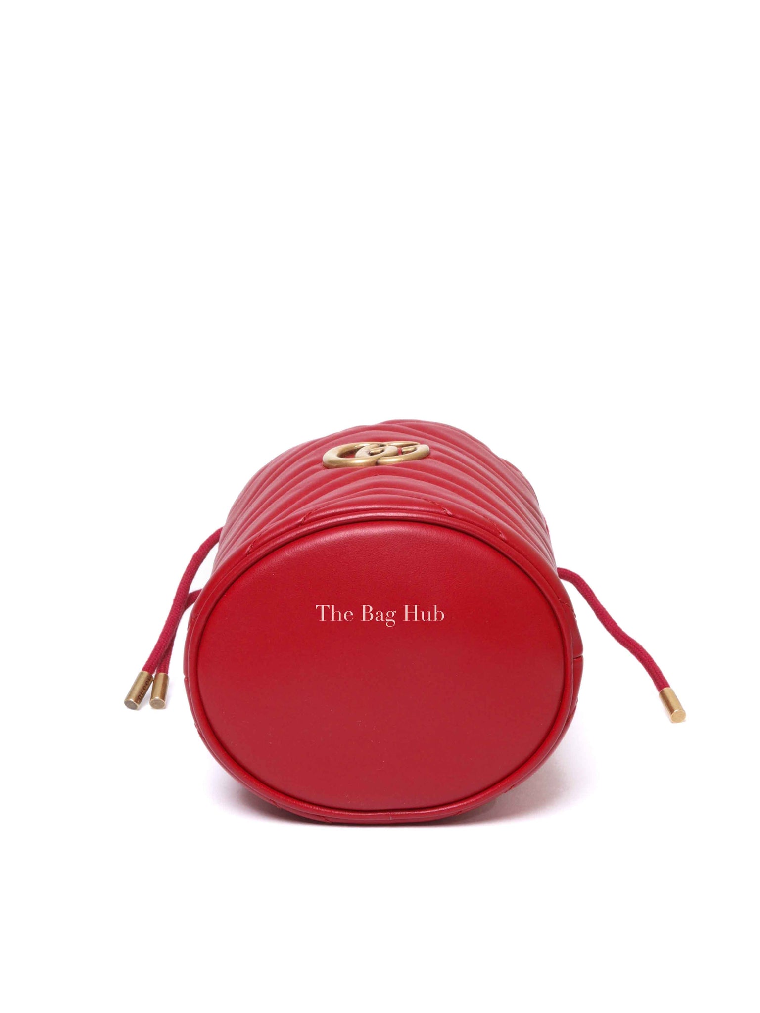 Gucci Red Leather GG Marmont Mini Bucket Bag