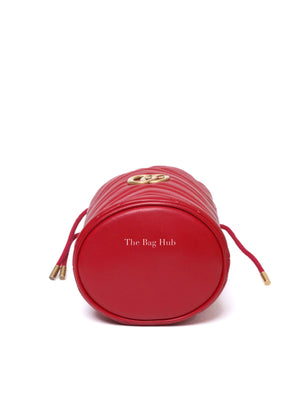 Gucci Red Leather GG Marmont Mini Bucket Bag
