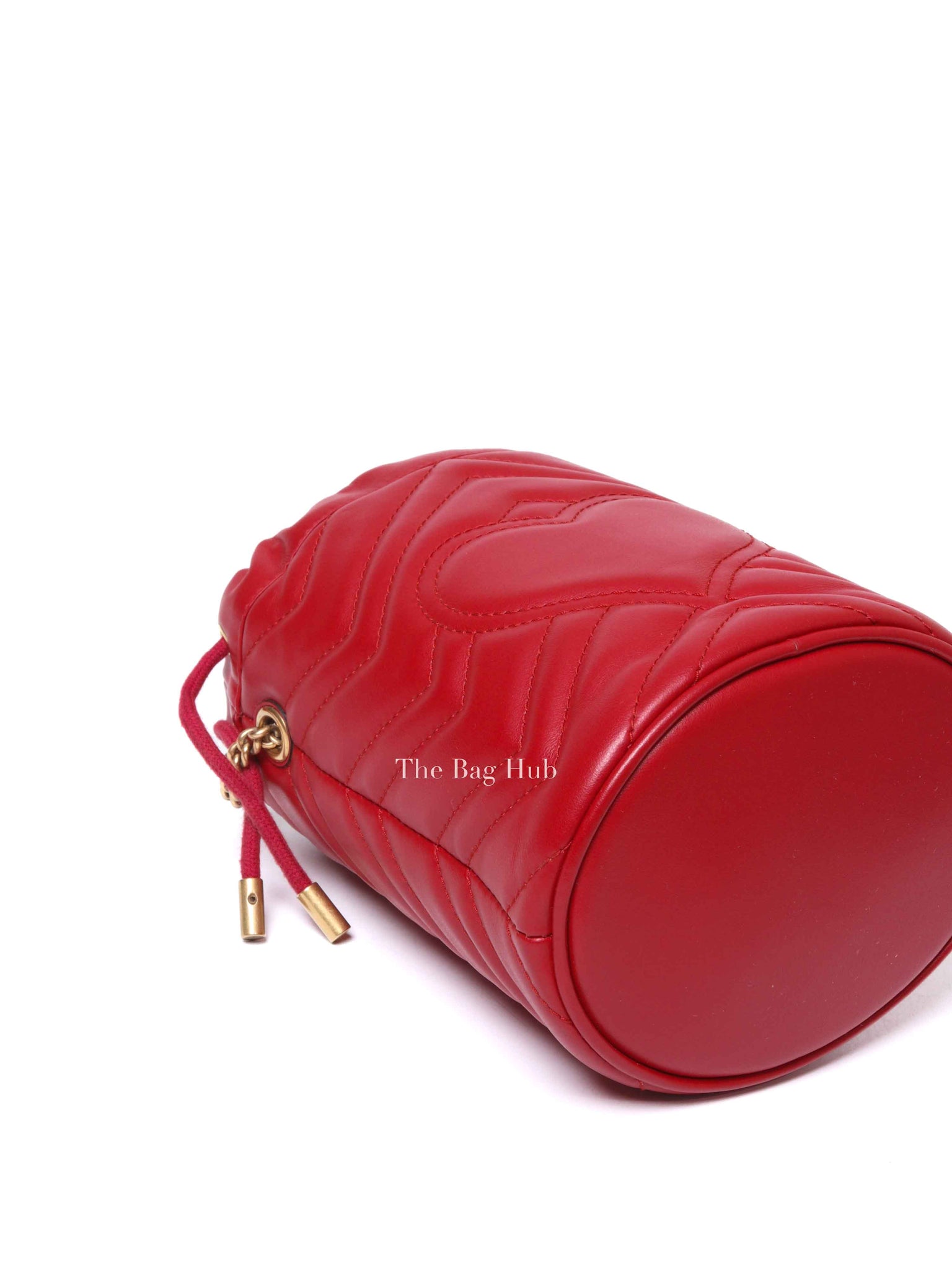 Gucci Red Leather GG Marmont Mini Bucket Bag