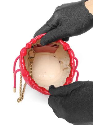 Gucci Red Leather GG Marmont Mini Bucket Bag