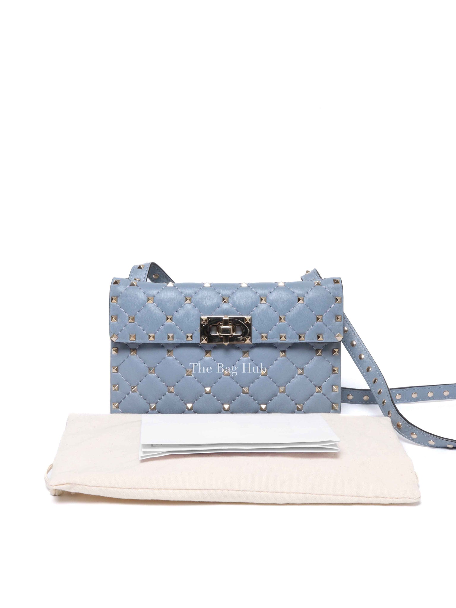 Valentino Powder Blue Leather Rockstud Spike Crossbody Bag