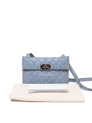 Valentino Powder Blue Leather Rockstud Spike Crossbody Bag