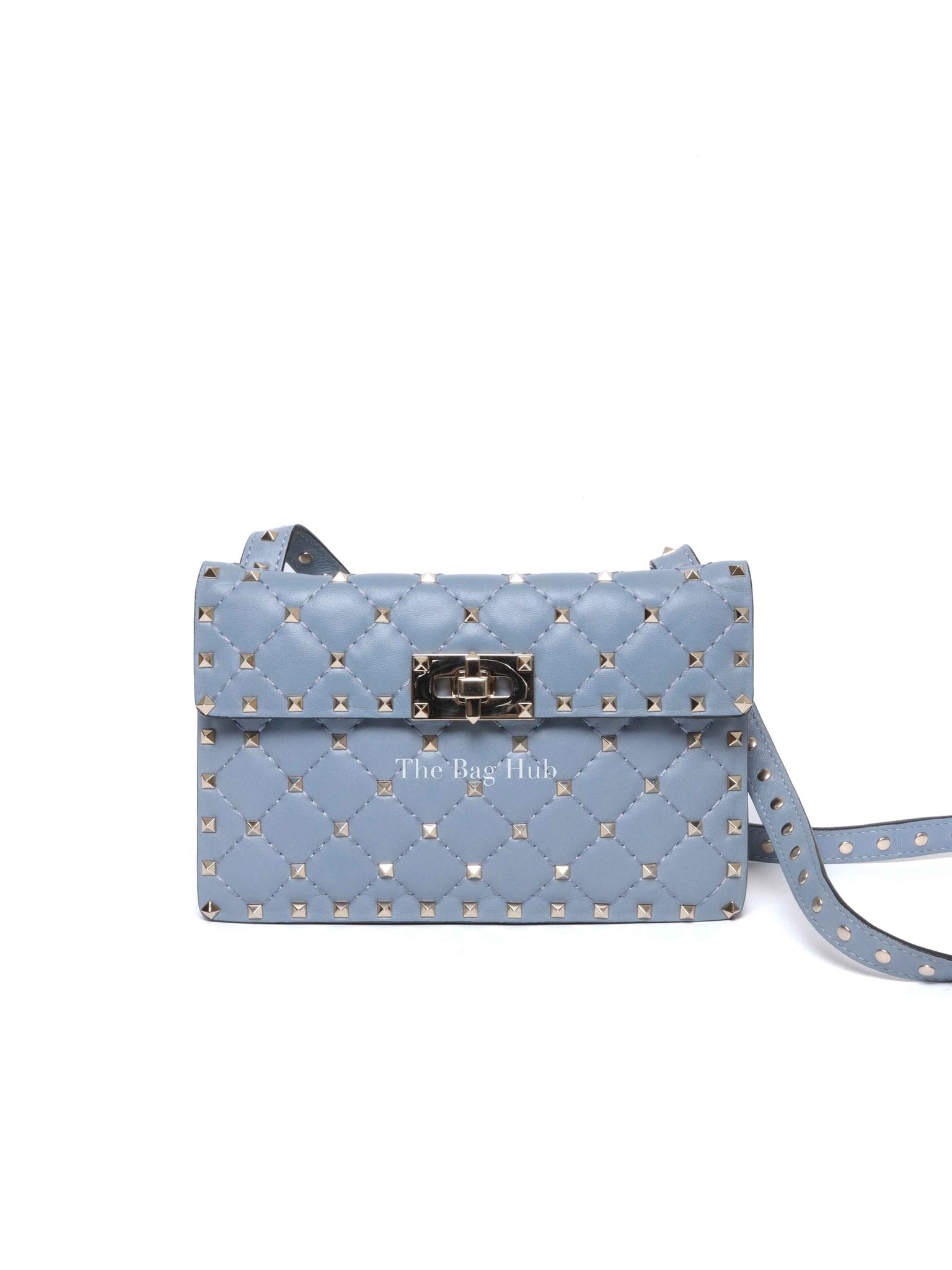 Valentino Powder Blue Leather Rockstud Spike Crossbody Bag