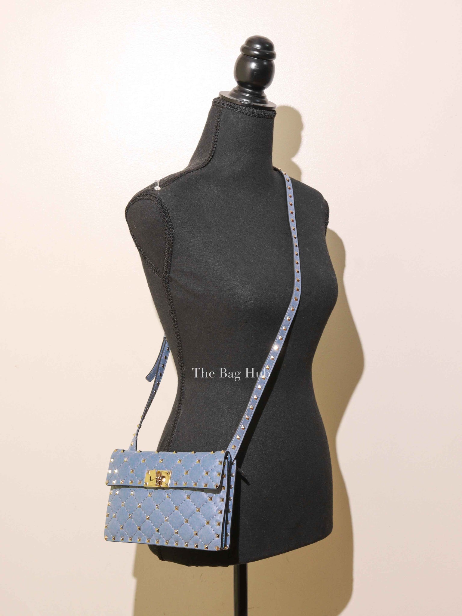 Valentino Powder Blue Leather Rockstud Spike Crossbody Bag