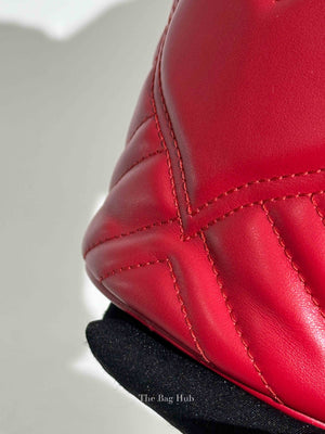 Gucci Red Leather GG Marmont Mini Bucket Bag