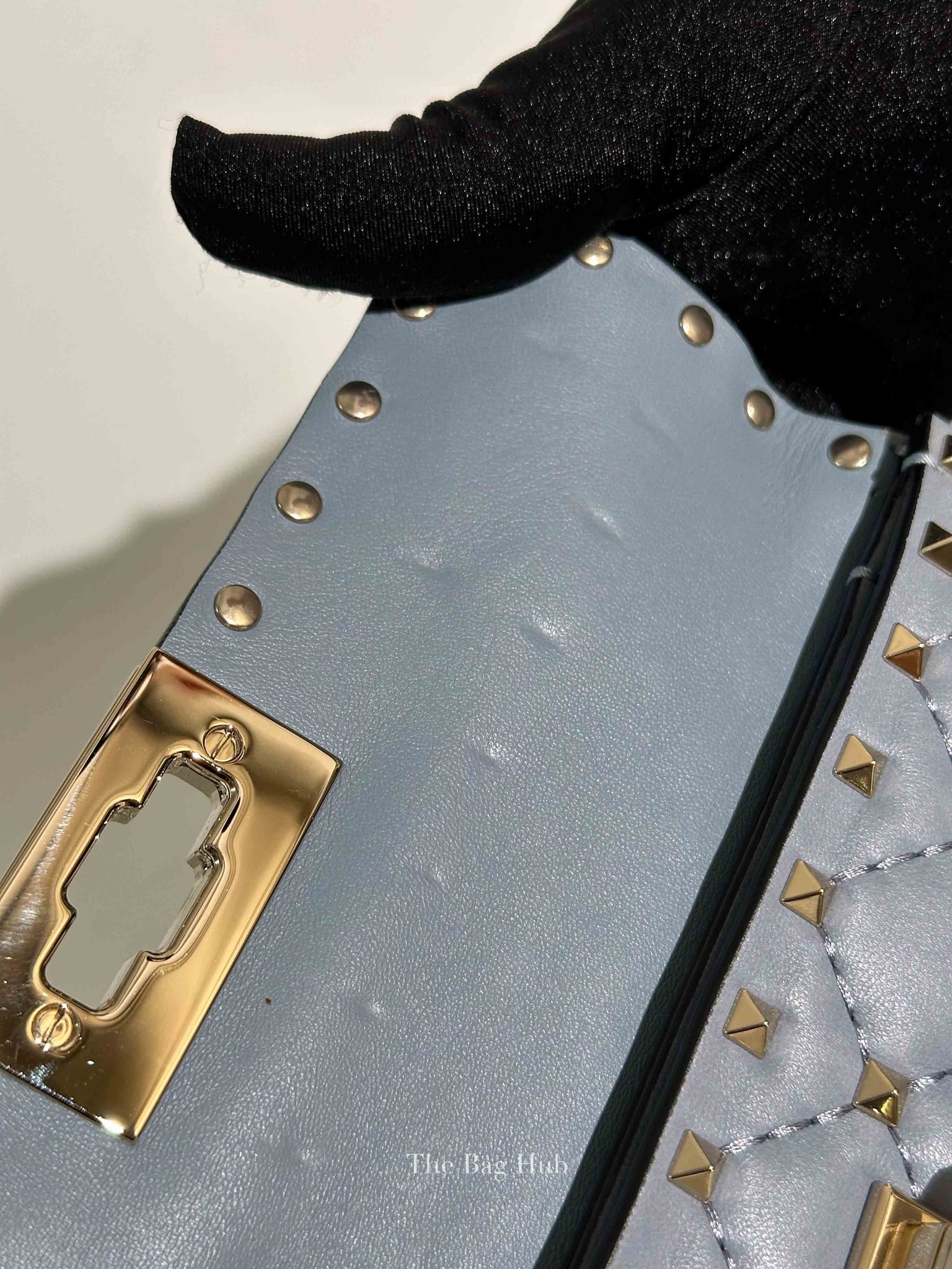 Valentino Powder Blue Leather Rockstud Spike Crossbody Bag
