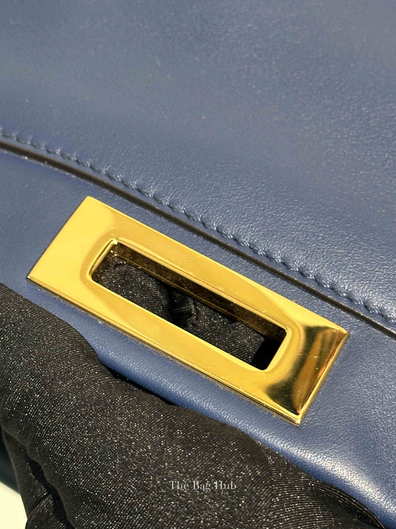 Fendi Blueberry Seta Shiny Nappa Peekaboo 3 Pocket Iconic Medium Satchel Bag