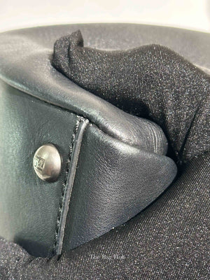 Fendi Black Vitello Morgan Shiny Nappa Medium Peekaboo Iconic Satchel with Fur Bag Charm