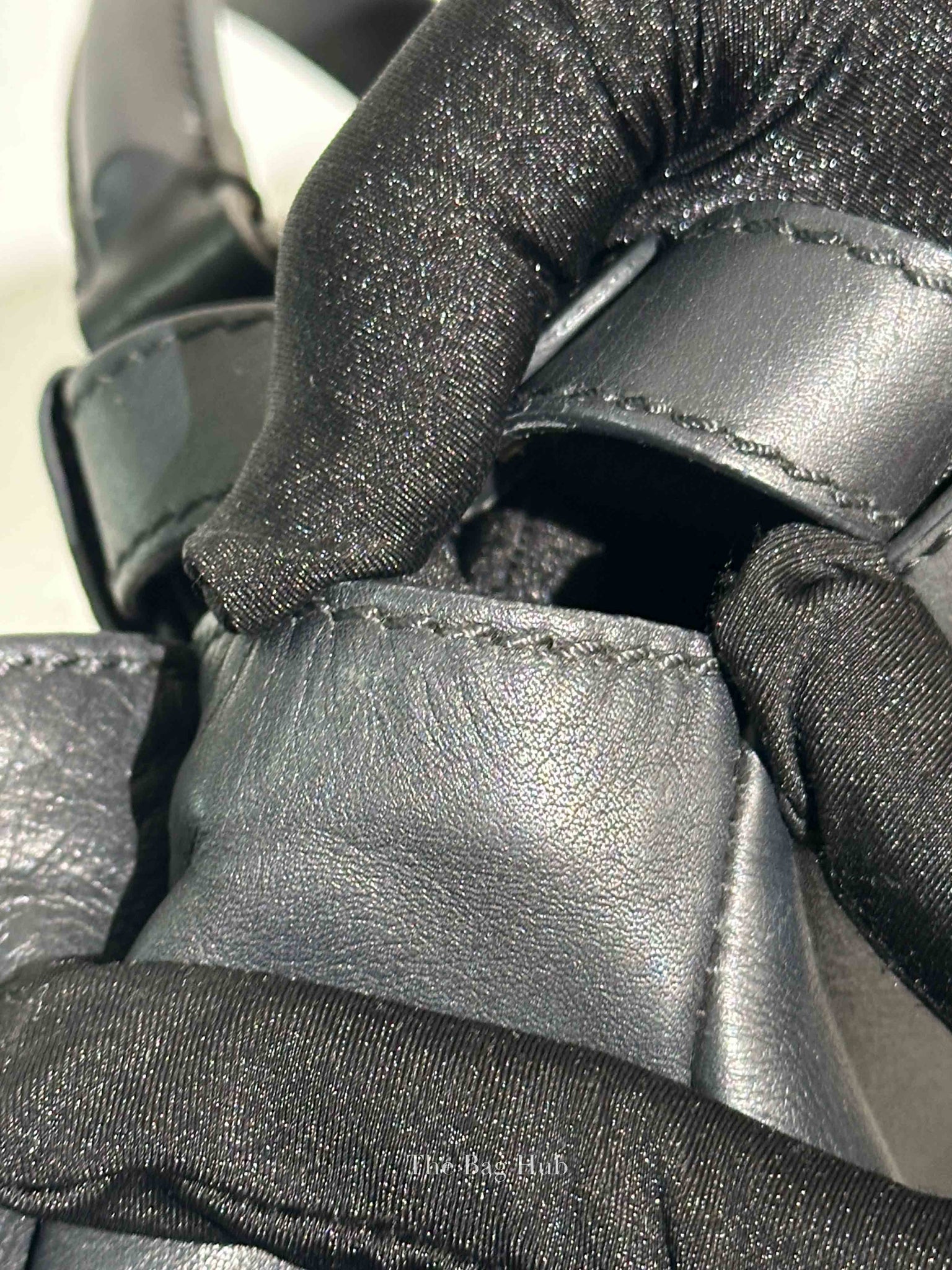 Fendi Black Vitello Morgan Shiny Nappa Medium Peekaboo Iconic Satchel with Fur Bag Charm