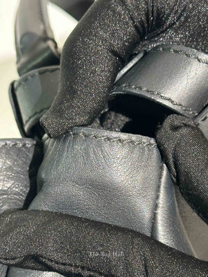 Fendi Black Vitello Morgan Shiny Nappa Medium Peekaboo Iconic Satchel with Fur Bag Charm