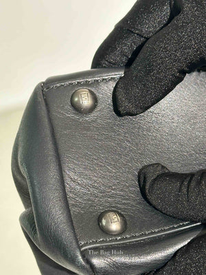 Fendi Black Vitello Morgan Shiny Nappa Medium Peekaboo Iconic Satchel with Fur Bag Charm