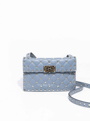 Valentino Powder Blue Leather Rockstud Spike Crossbody Bag