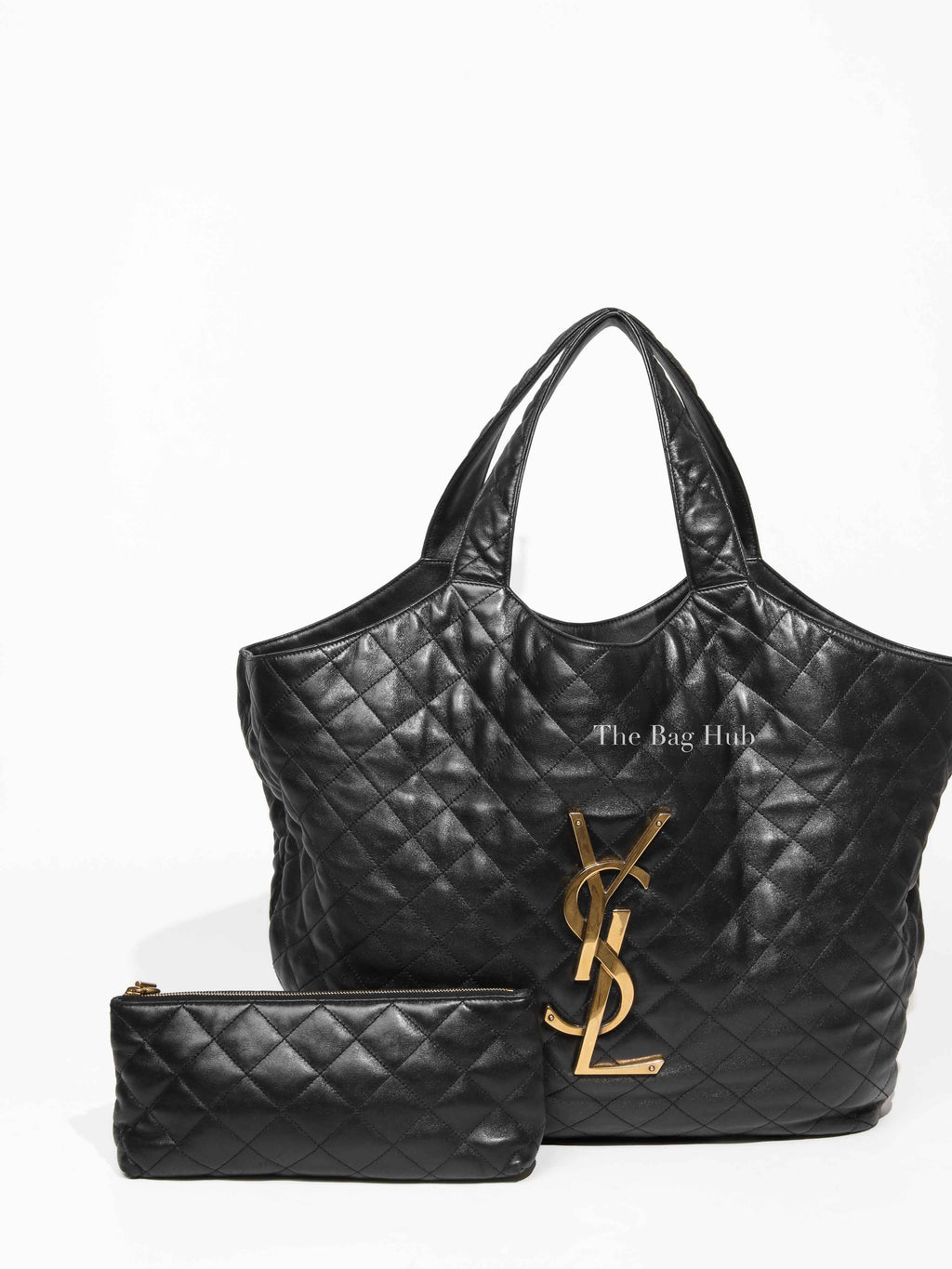 Saint Laurent Black Quilted Leather Icare Shopping Tote Bag