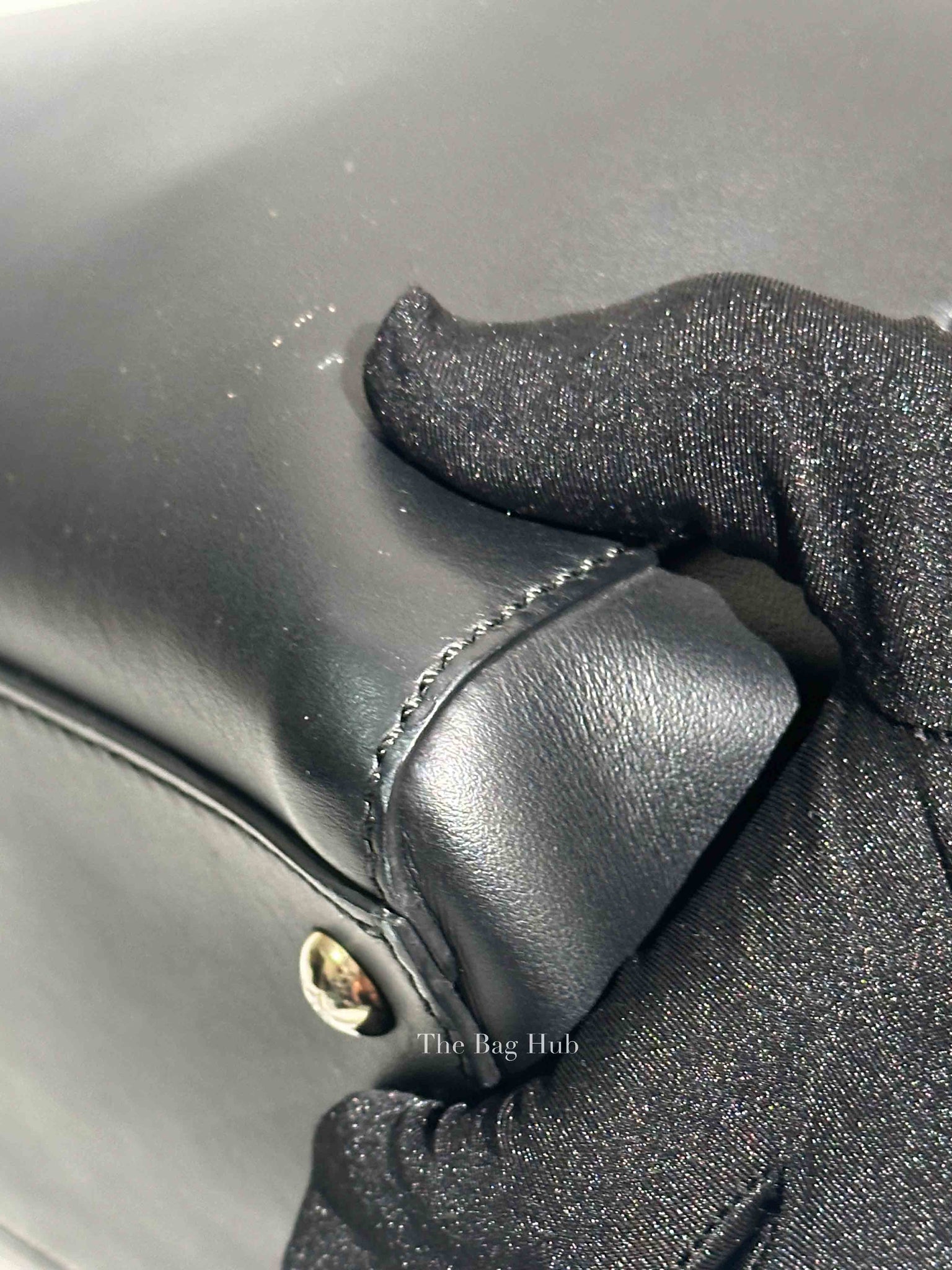 Fendi Black/Royal Blue Leather Dotcom Top Handle Bag