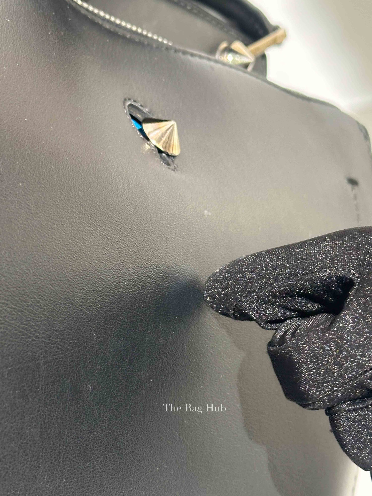 Fendi Black/Royal Blue Leather Dotcom Top Handle Bag