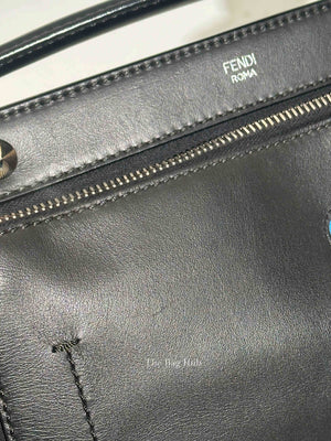 Fendi Black/Royal Blue Leather Dotcom Top Handle Bag