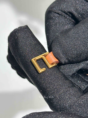 Hermes Gold Leather Gold Plated Mini Rivale Bracelet