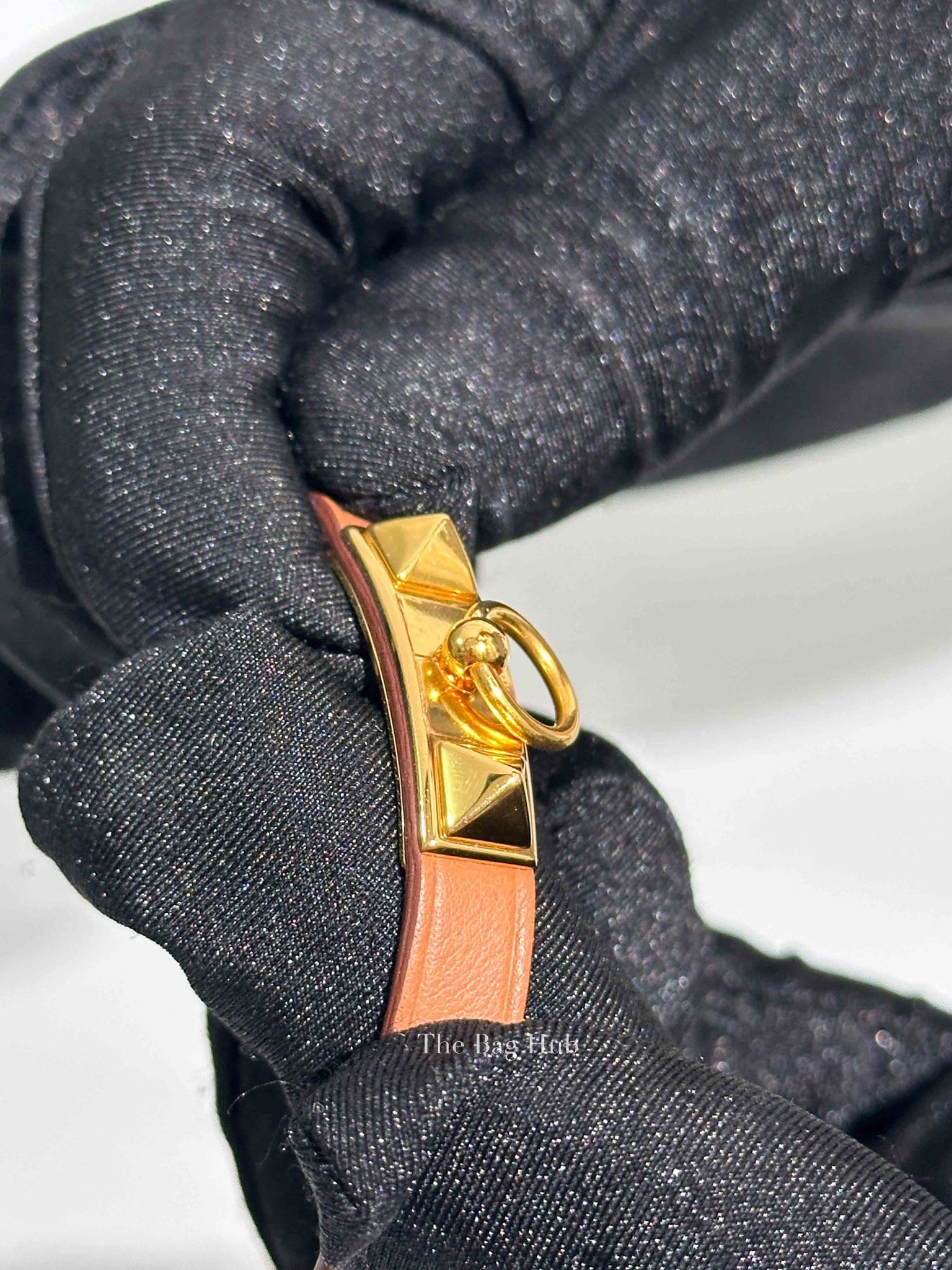 Hermes Gold Leather Gold Plated Mini Rivale Bracelet