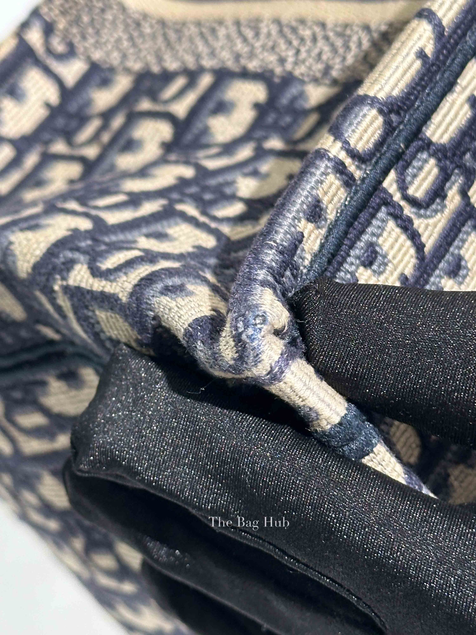 Dior Ecru/Blue Oblique Embroidery Medium Book Tote