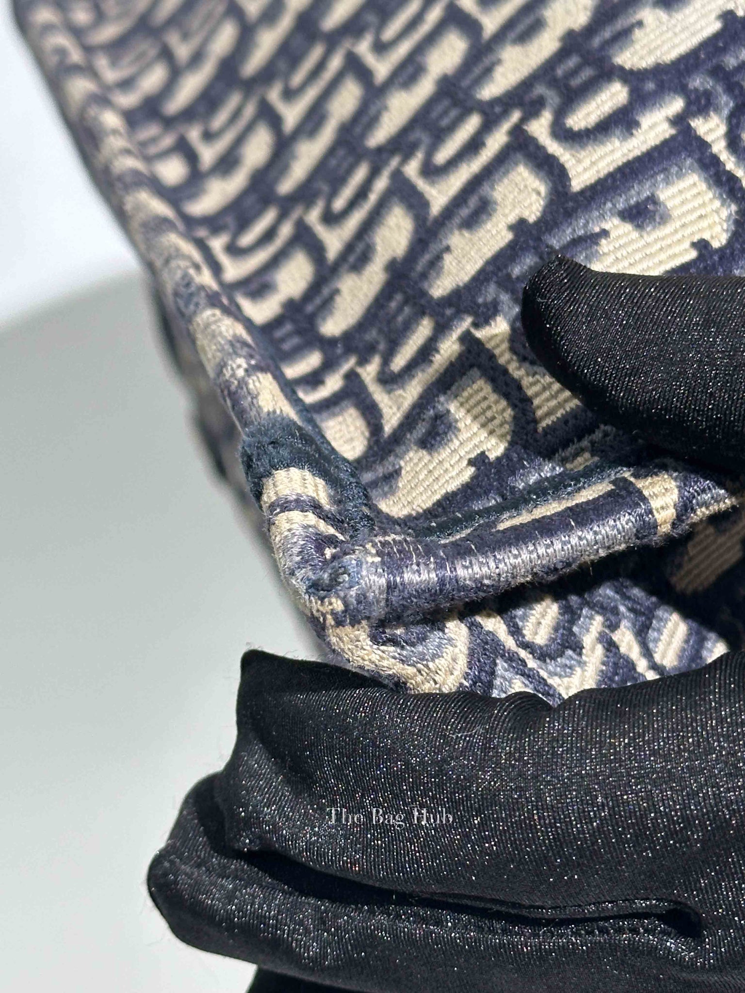 Dior Ecru/Blue Oblique Embroidery Medium Book Tote