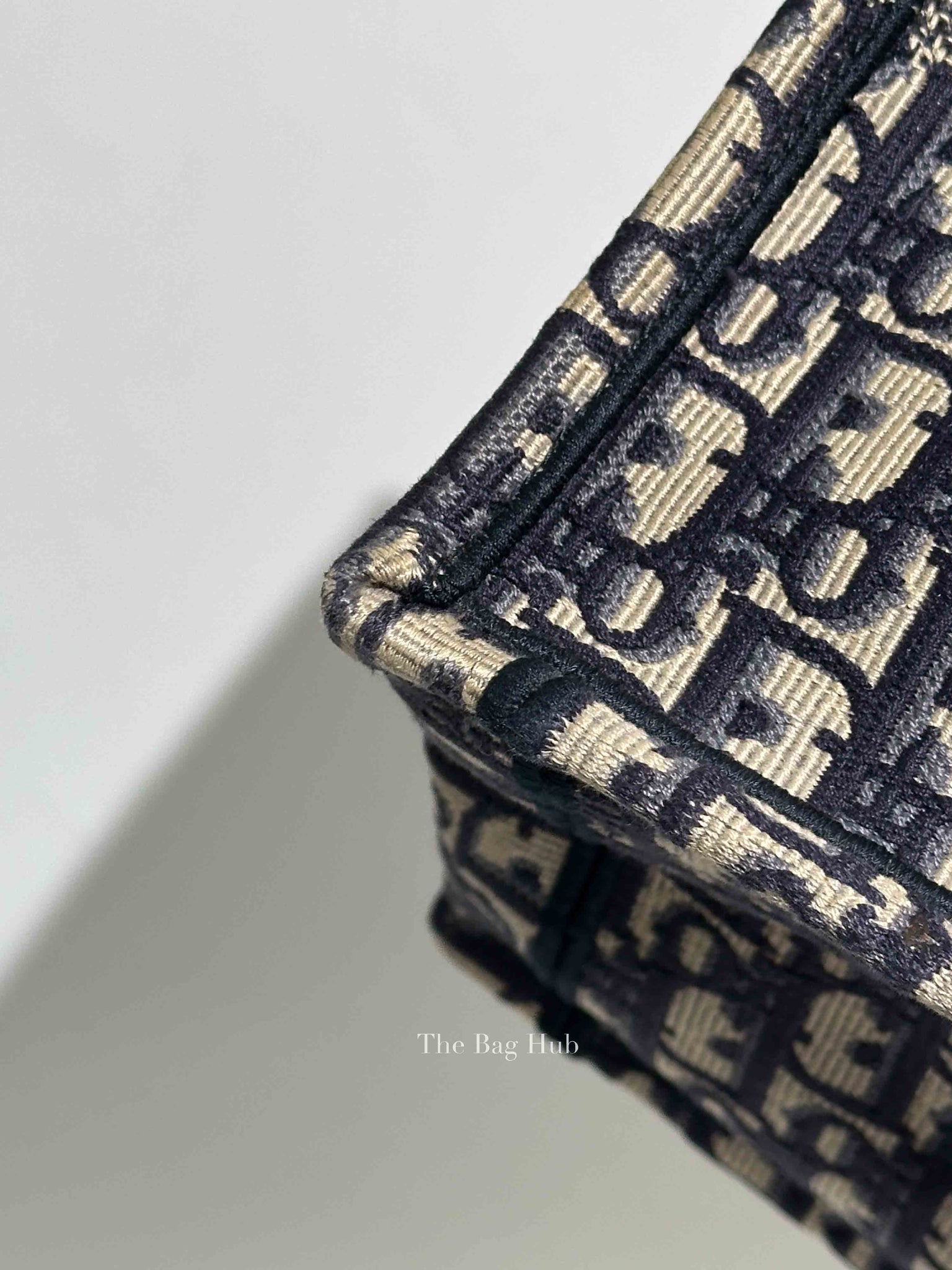 Dior Ecru/Blue Oblique Embroidery Medium Book Tote