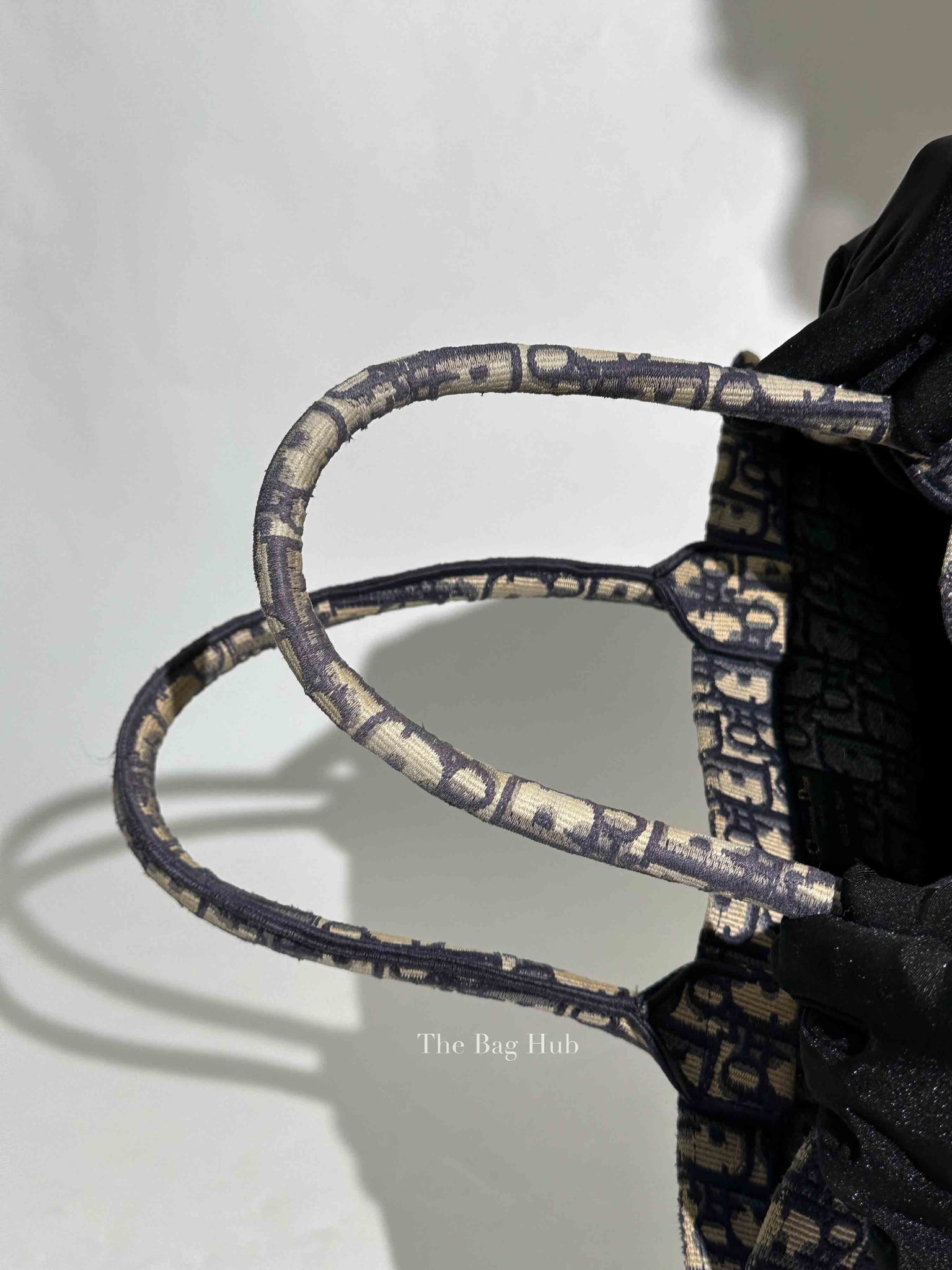Dior Ecru/Blue Oblique Embroidery Medium Book Tote