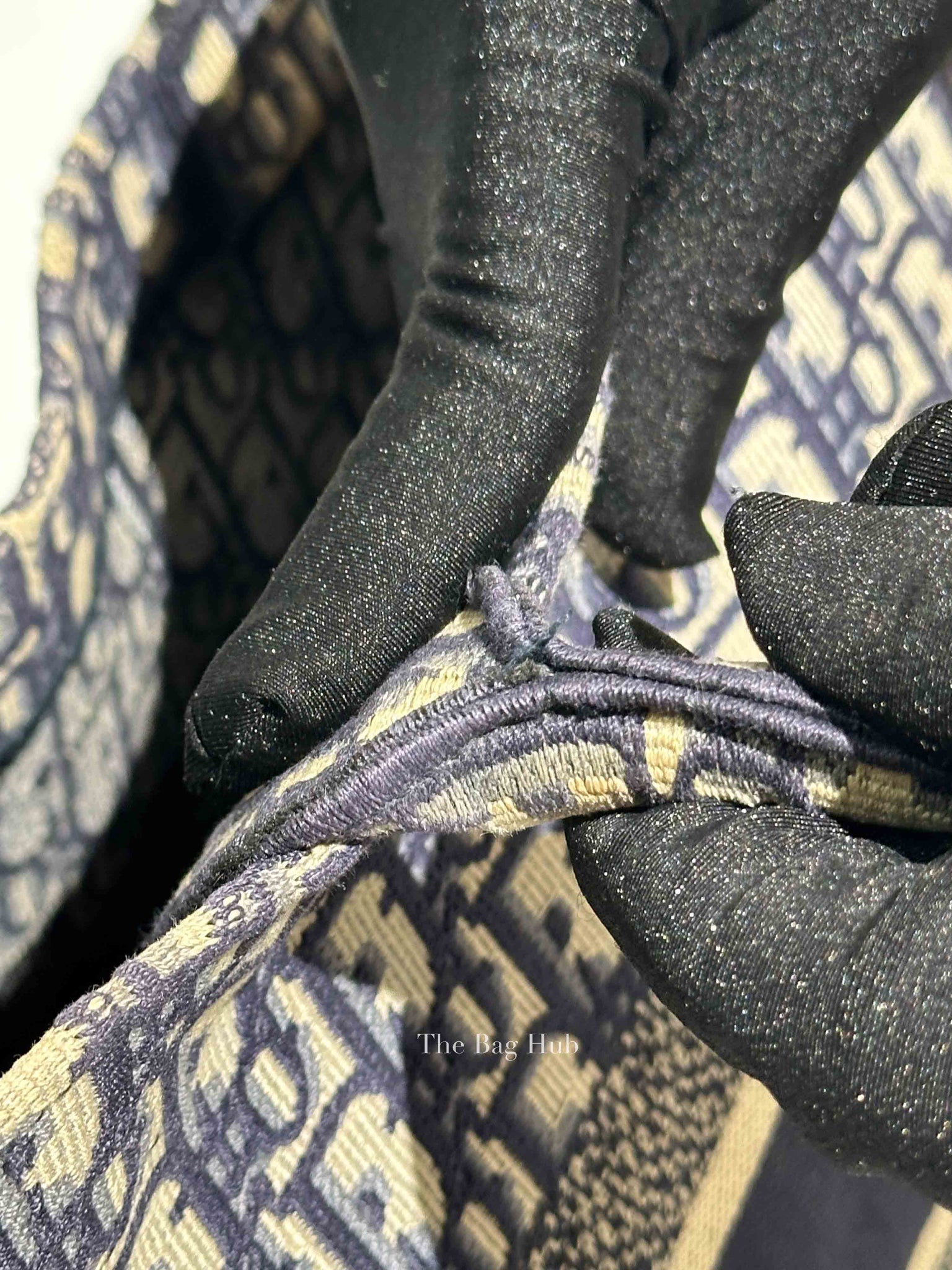 Dior Ecru/Blue Oblique Embroidery Medium Book Tote