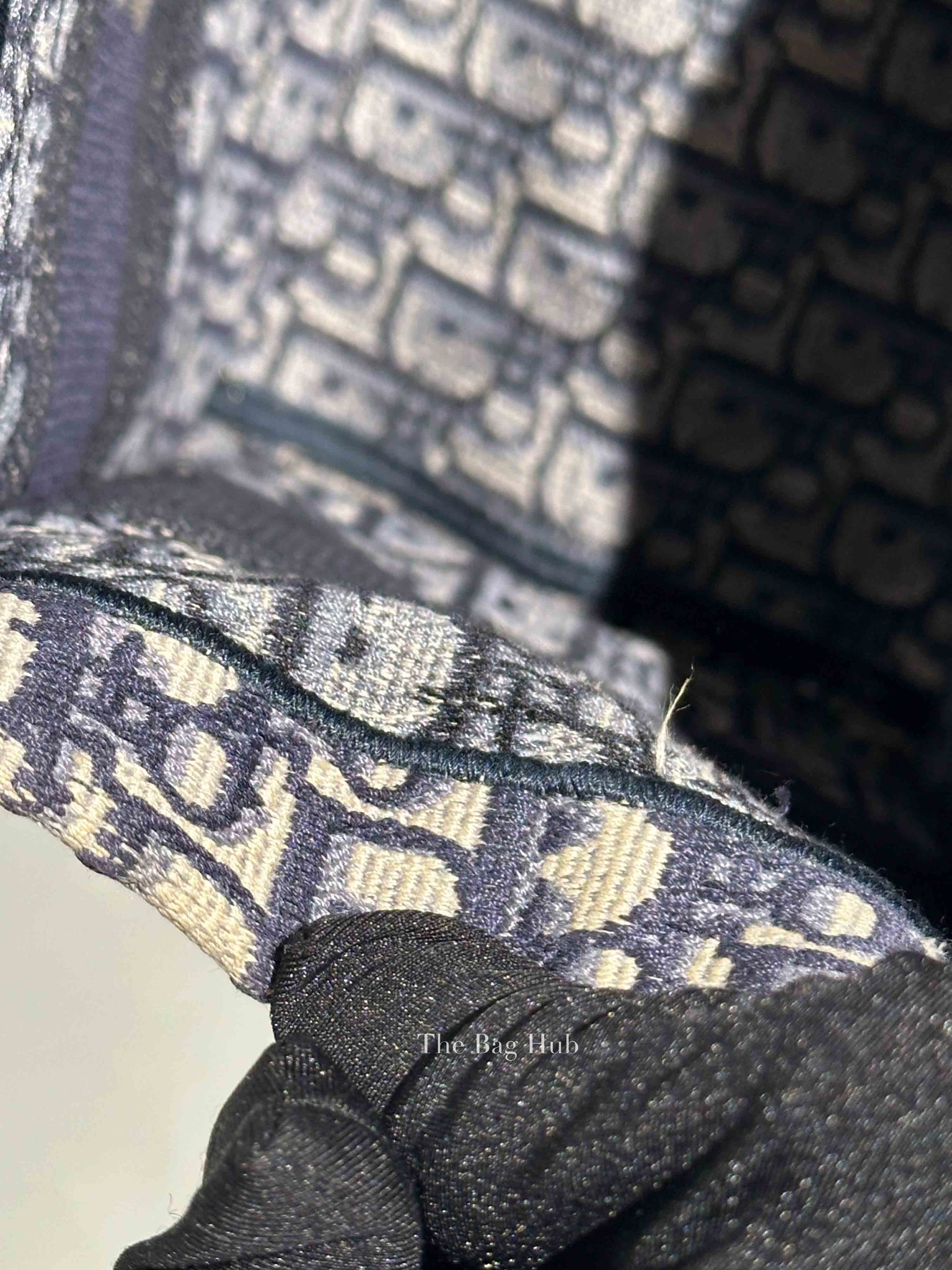 Dior Ecru/Blue Oblique Embroidery Medium Book Tote