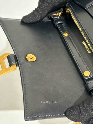Balenciaga Black Smooth Leather Hourglass Wallet On Chain Bag