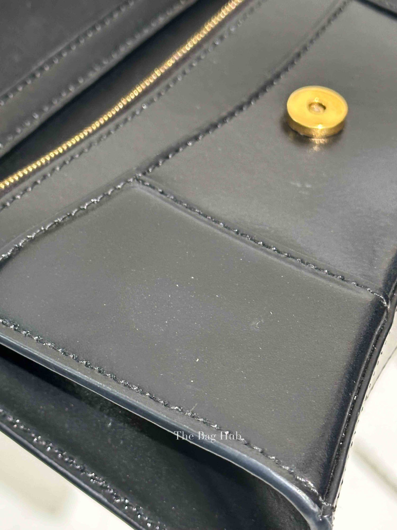 Balenciaga Black Smooth Leather Hourglass Wallet On Chain Bag