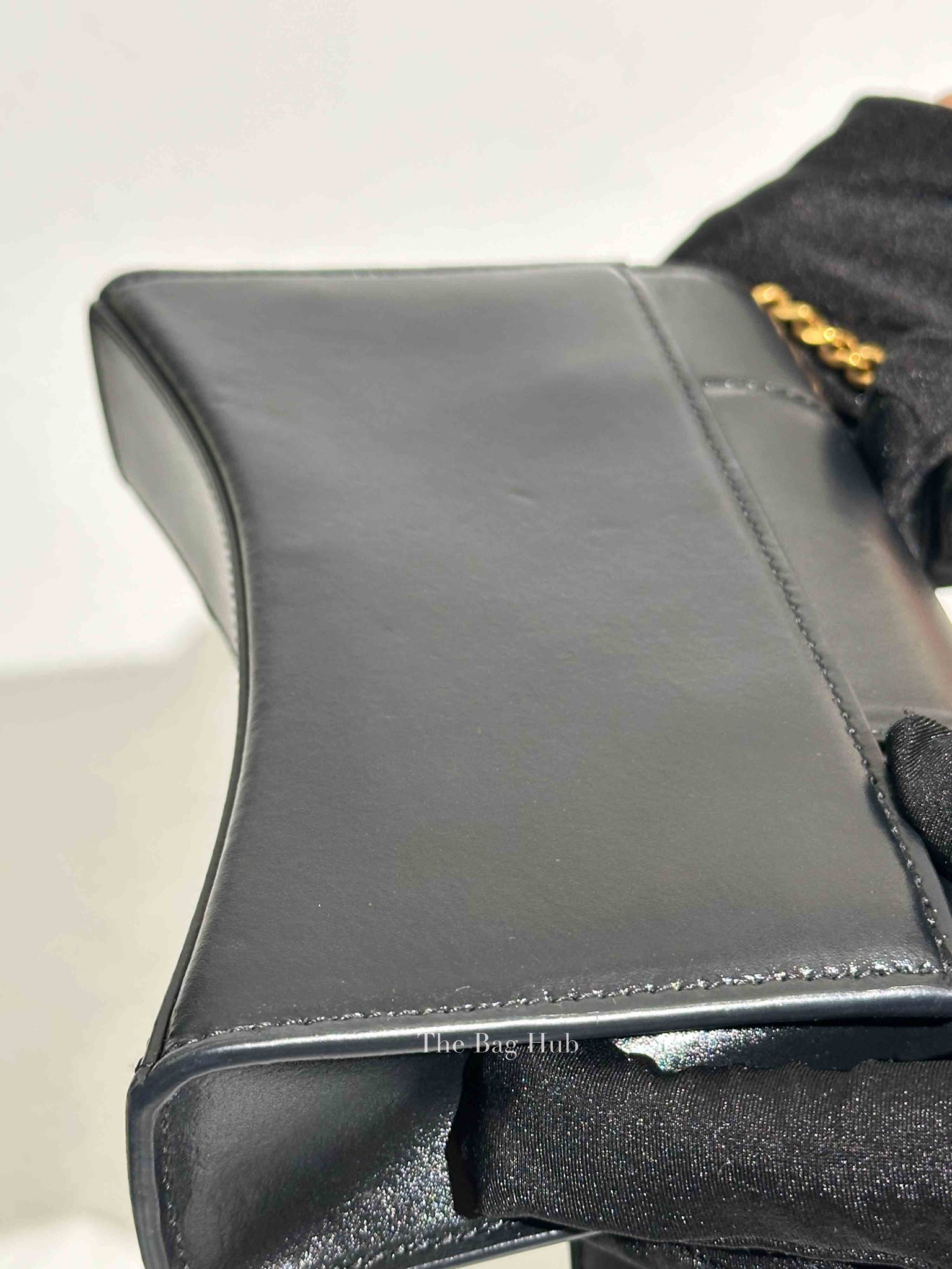 Balenciaga Black Smooth Leather Hourglass Wallet On Chain Bag