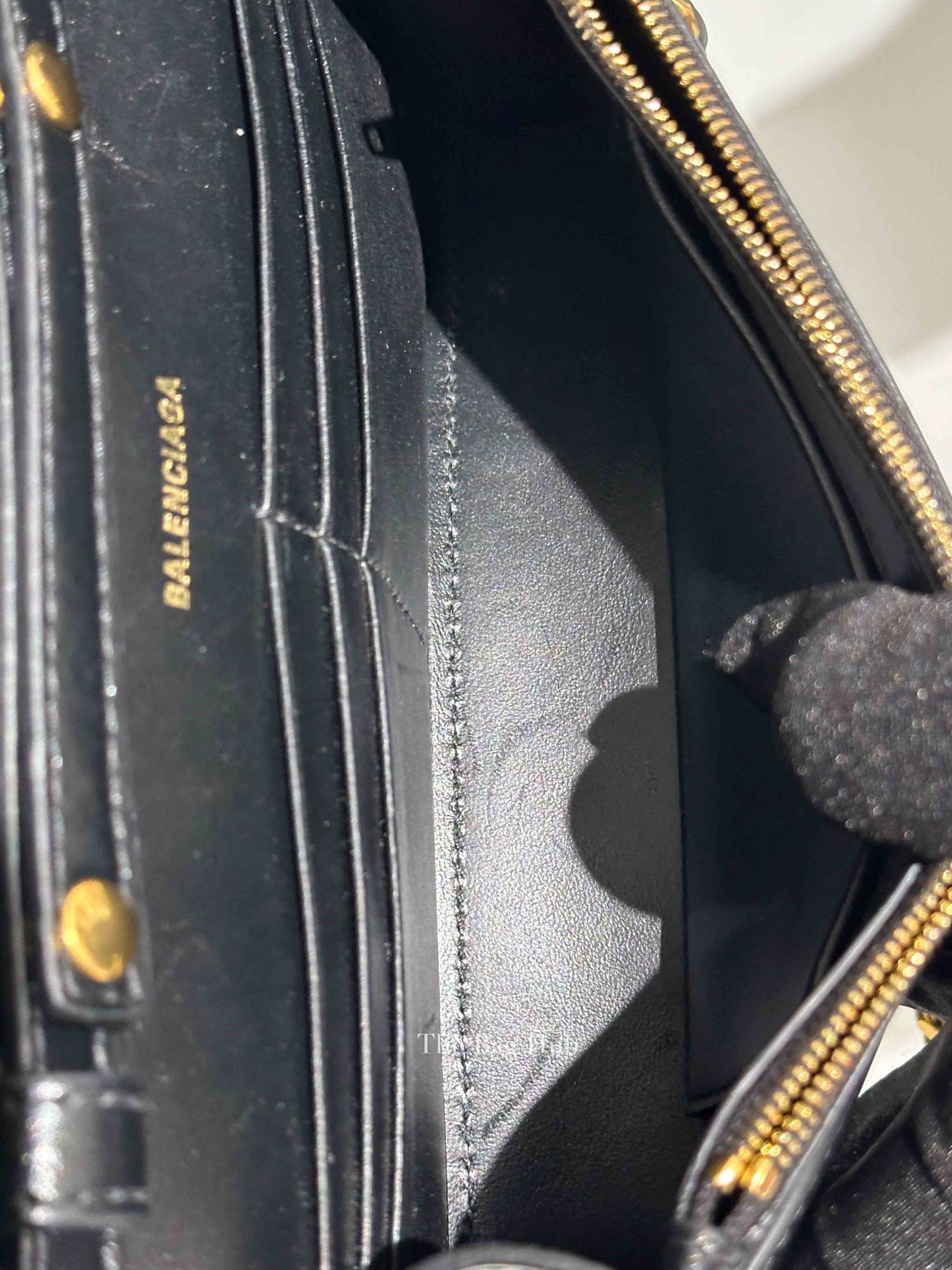 Balenciaga Black Smooth Leather Hourglass Wallet On Chain Bag