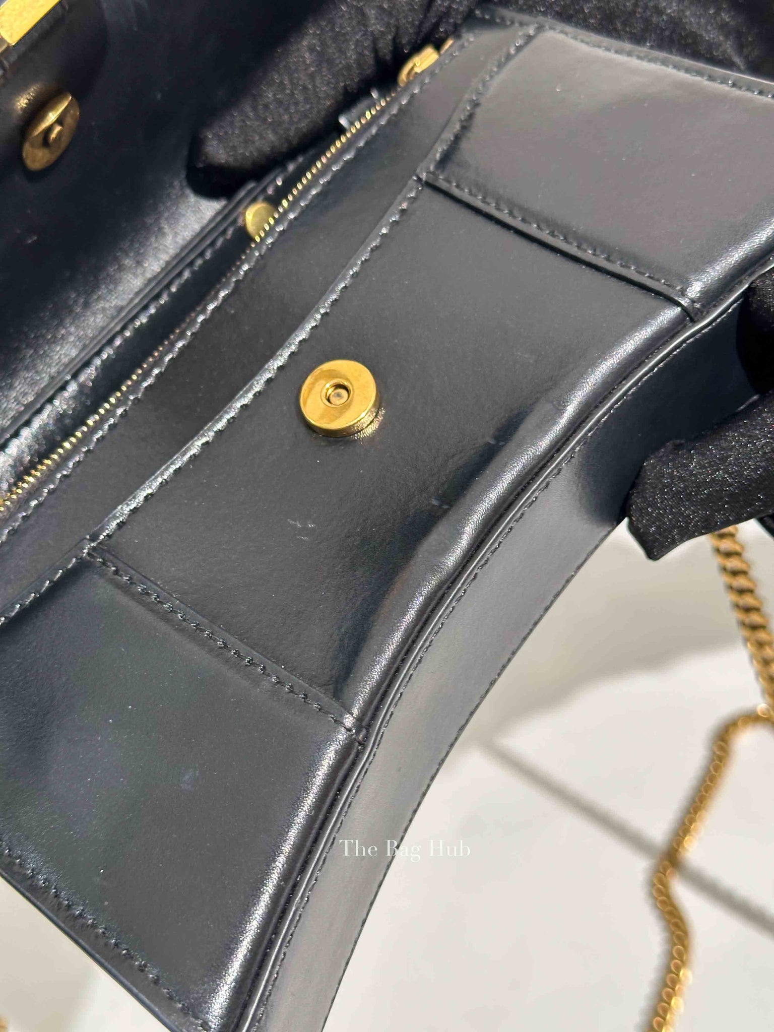 Balenciaga Black Smooth Leather Hourglass Wallet On Chain Bag