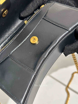 Balenciaga Black Smooth Leather Hourglass Wallet On Chain Bag