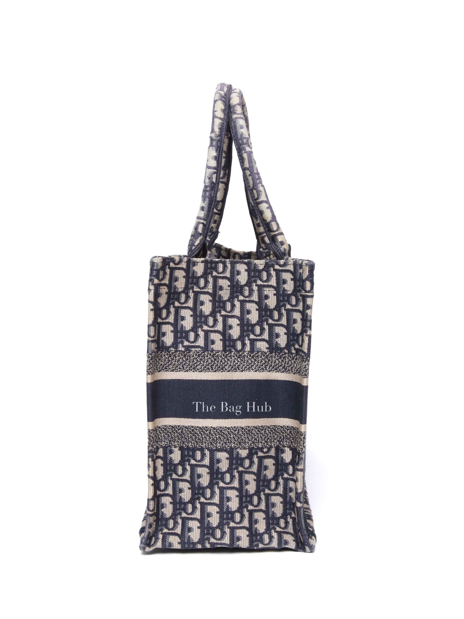 Dior Ecru/Blue Oblique Embroidery Medium Book Tote