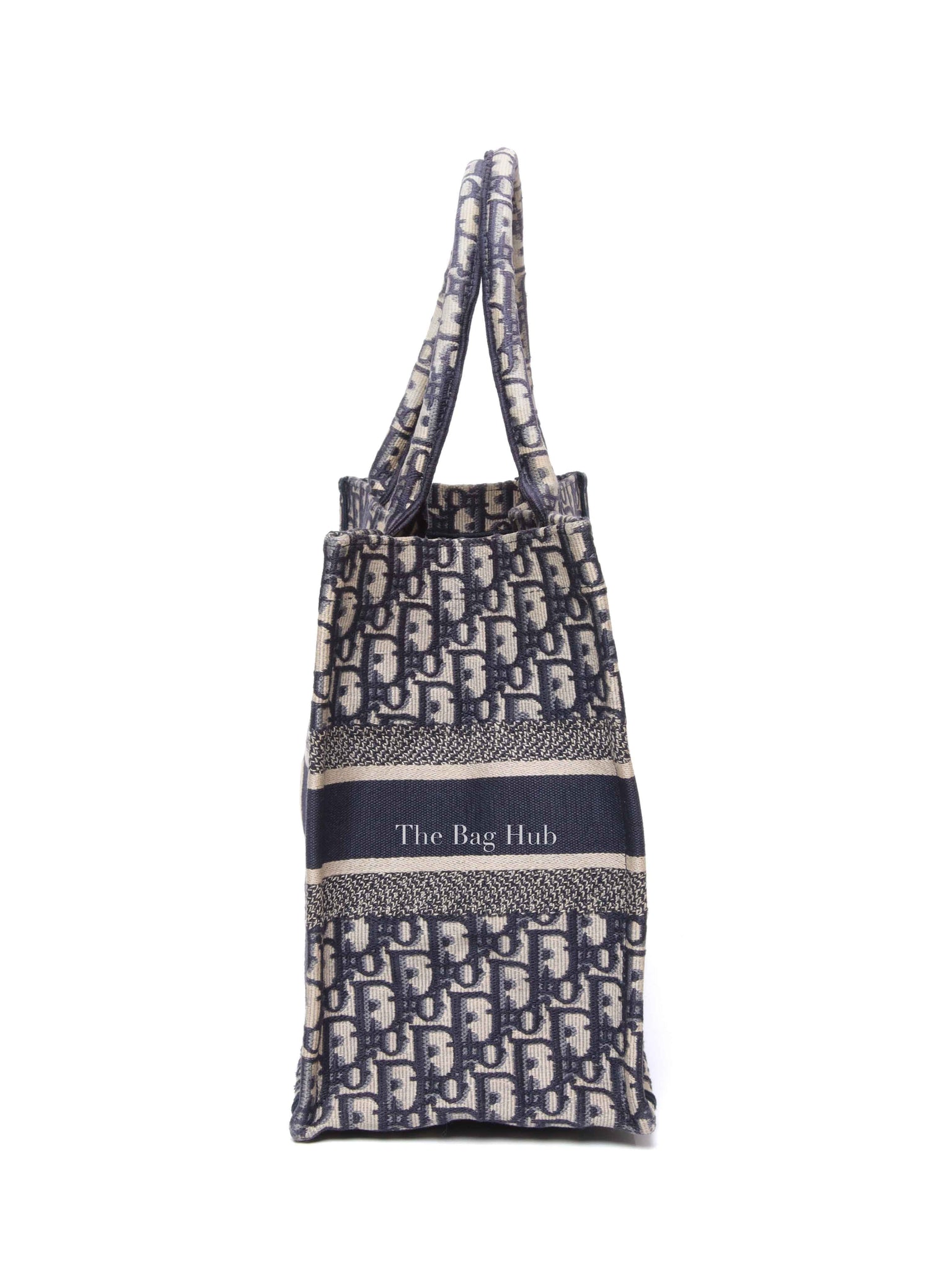 Dior Ecru/Blue Oblique Embroidery Medium Book Tote
