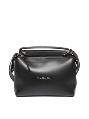 Fendi Black/Royal Blue Leather Dotcom Top Handle Bag