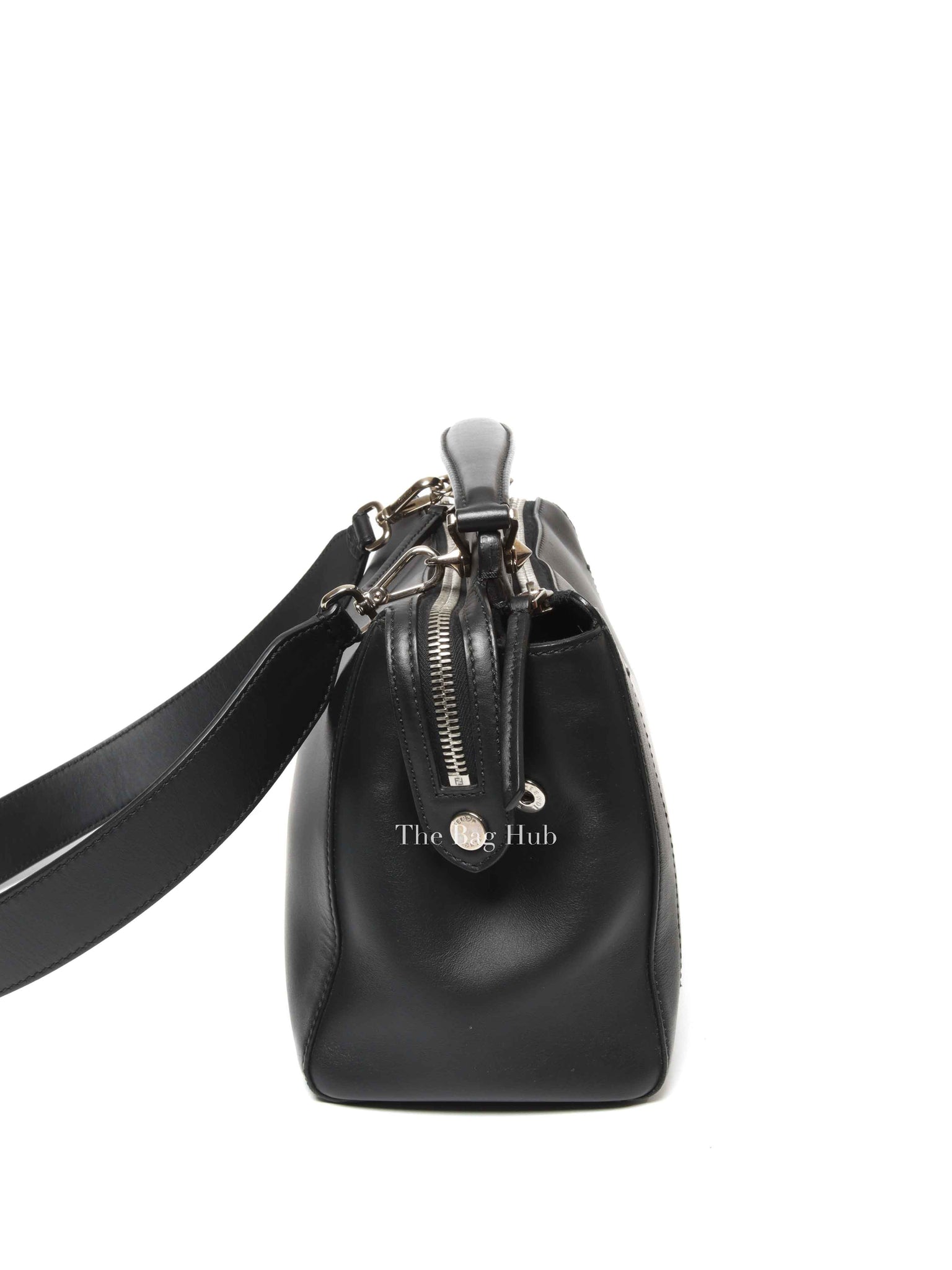 Fendi Black/Royal Blue Leather Dotcom Top Handle Bag