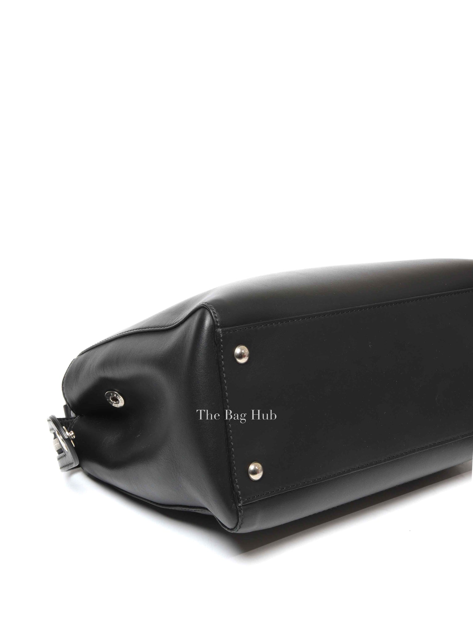 Fendi Black/Royal Blue Leather Dotcom Top Handle Bag