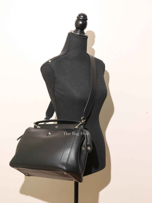 Fendi Black/Royal Blue Leather Dotcom Top Handle Bag