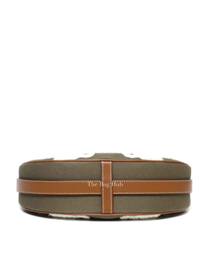 Celine Khaki/Tan Cotton/Gabardine Bouclette Embroidered Medium Strap Ava Triomphe Shoulder Bag