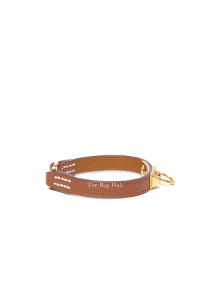 Hermes Gold Leather Gold Plated Mini Rivale Bracelet