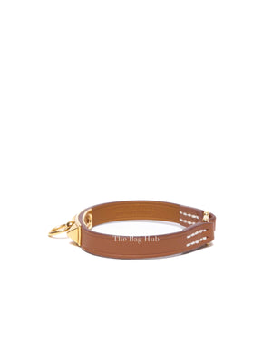 Hermes Gold Leather Gold Plated Mini Rivale Bracelet