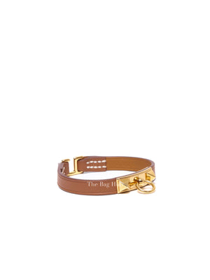 Hermes Gold Leather Gold Plated Mini Rivale Bracelet